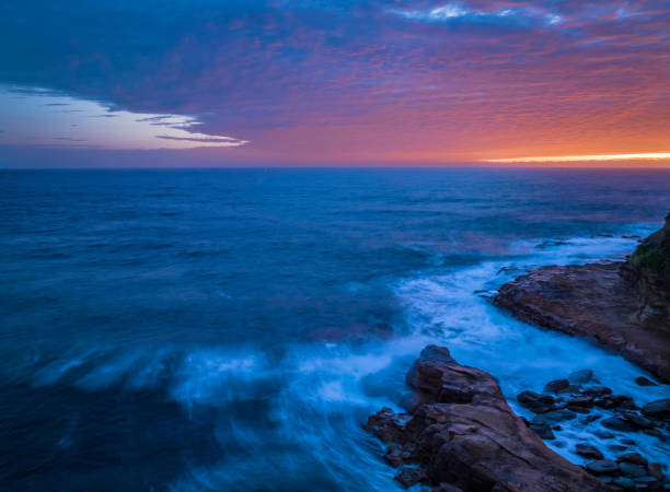 istock Aerial sunrise seacape with clouds and colour 1456454987