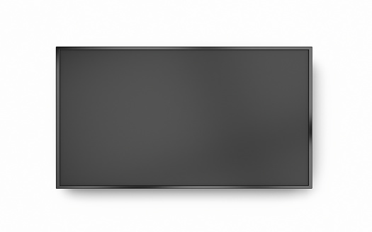 3d Render Wide Screen LED Smart TV Front View Wall mounted(isolated on White and Clipping Path)