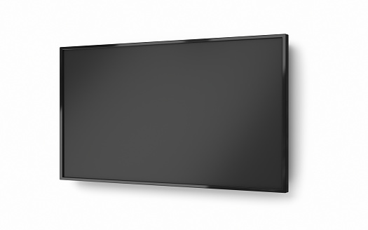 Wide Screen LED Smart TV Wall mounted Clipping Path