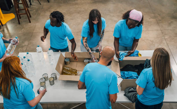 istock Volunteers in charity donations center 1456463225