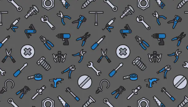 Vector illustration of Repair tools seamless pattern.