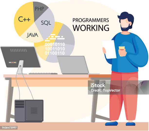 Programmer Engineering And Coding Programmer Working On Web Development ...