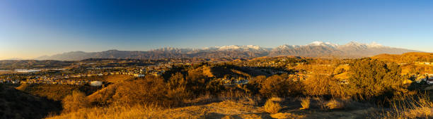 Diamond Bar and San Gabriel Mountains, Winter Sunset, Clear Day