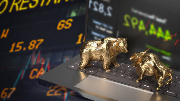 istock The gold bull and bear on notebook for business concept 3d rendering 1456478552
