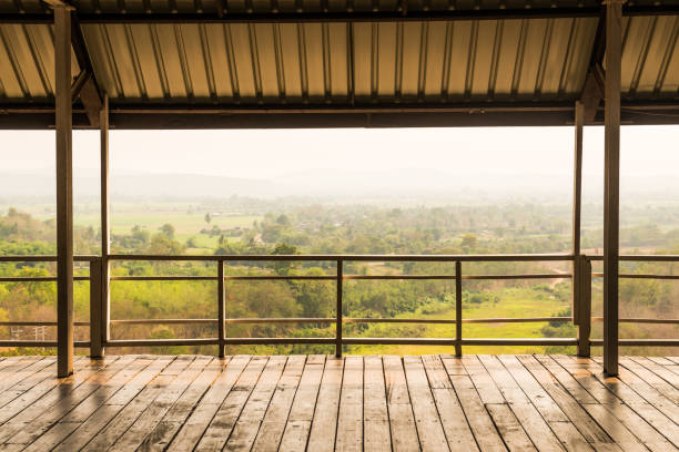 istock Wooden floor with natural view 1456481796