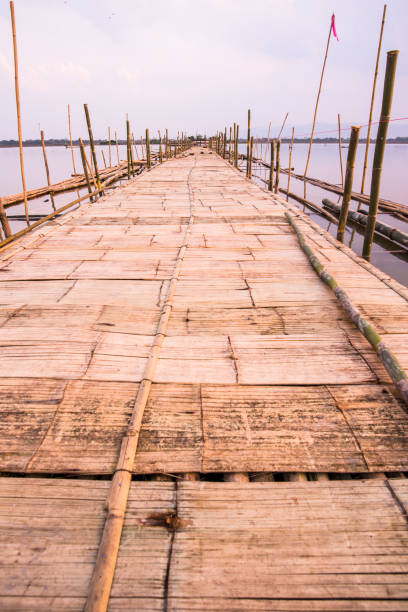 istock Bamboo bridge on the lake 1456484718