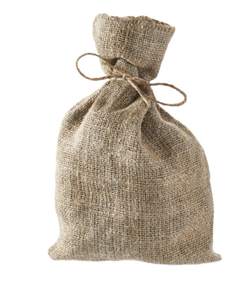 istock Closed burlap sack, isolated on white background. Bag from a sacking isolated. 1456491212