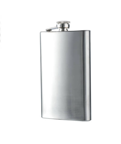 istock Stainless hip flask isolated on white background. 1456491243