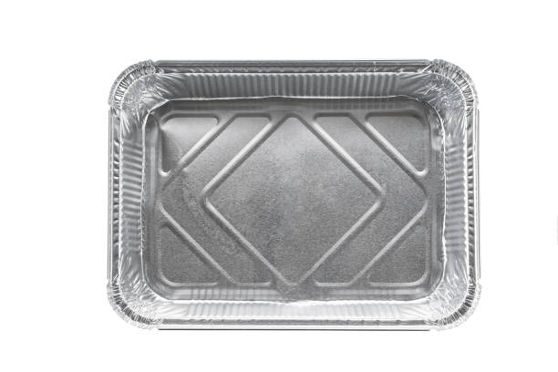 istock Empty disposable square aluminium foil baking dish isolated on white background, top view. 1456491301