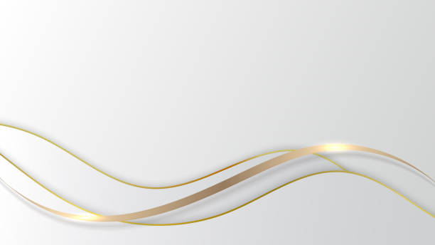 Abstract 3D luxury golden wave form ribbon lines elements with glowing light effect on background. Abstract 3D luxury golden wave form ribbon lines elements with glowing light effect on background. Vector graphic illustration. textured silver flowing wave pattern stock illustrations