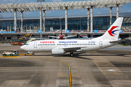 A Boeing 737 operated by China Eastern Airlines in Guangzhou Baiyun airport