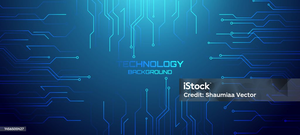 Teletech Computer Background Wide Blue Background With Various Technological Elements Hitech ...