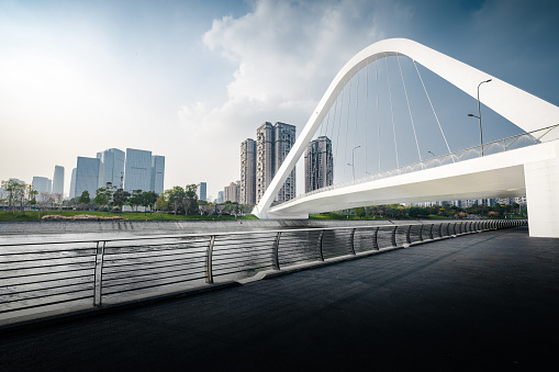 Architectural Photography of the New Shougang Bridge in Beijing, China