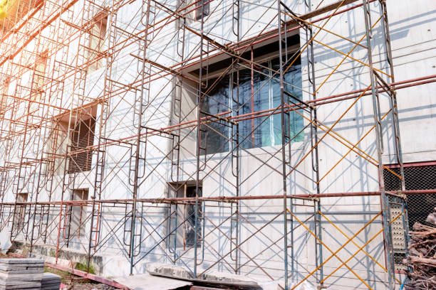 istock Steel scaffolding at construction 1456505613