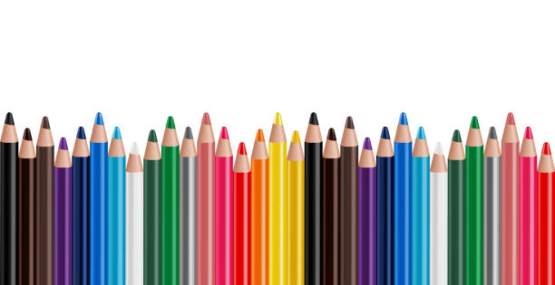 istock Set of multicolor pencils or crayons, isolated in white background. Back to school items. Template design for presentation, publications, education. Realistic 3D Vector Illustration 1456512844
