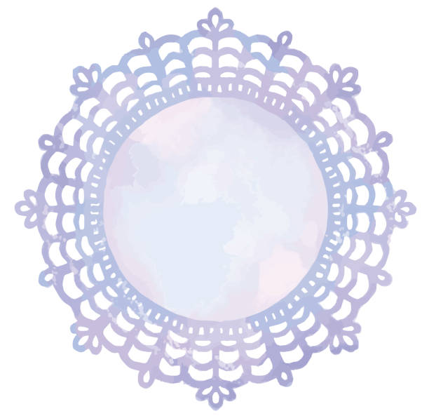 ビンテージレースのラウンドフレーム。水彩画。ベクターイラスト。 - lace doily frame picture frame点のイラスト素材／クリップアート素材／マンガ素材／アイコン素材