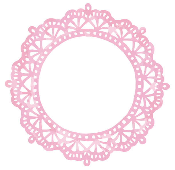 ビンテージレースのラウンドフレーム。水彩画。ベクターイラスト。 - lace doily frame picture frame点のイラスト素材／クリップアート素材／マンガ素材／アイコン素材