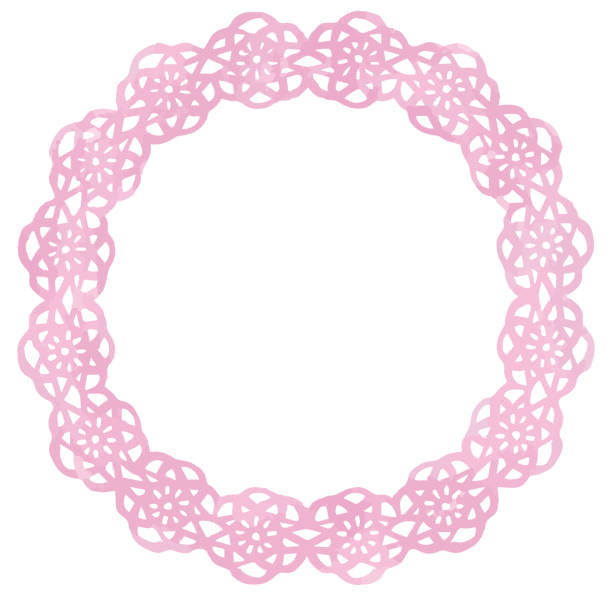 ビンテージレースのラウンドフレーム。水彩画。ベクターイラスト。 - lace doily frame picture frame点のイラスト素材／クリップアート素材／マンガ素材／アイコン素材