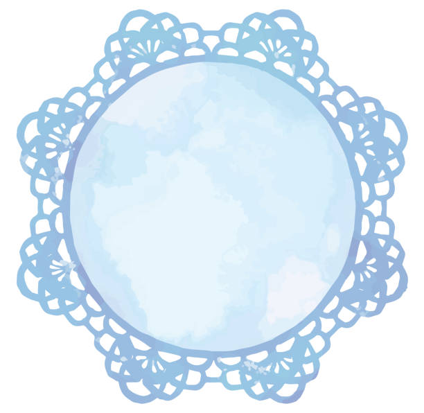 ビンテージレースのラウンドフレーム。水彩画。ベクターイラスト。 - lace doily frame picture frame点のイラスト素材／クリップアート素材／マンガ素材／アイコン素材