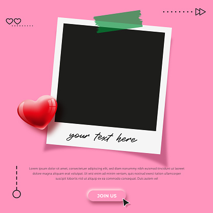 Photo frame with Valentine's Day. Digital marketing agency and corporate social media post template