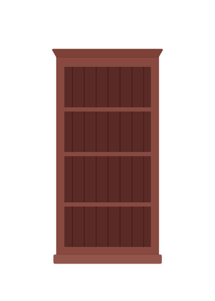 ilustrações de stock, clip art, desenhos animados e ícones de mahogany bookcase isolated on white background - book library door retro revival