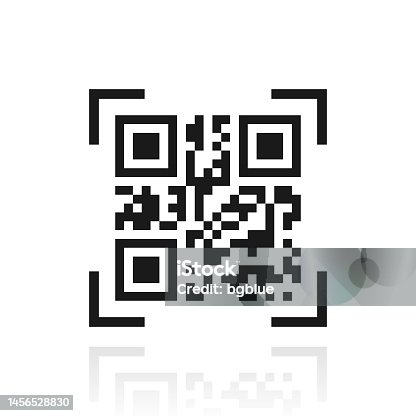 istock QR code scan. Icon with reflection on white background 1456528830