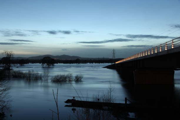 Madrid, Spain - march 20, 2025: Manzanares River, on the verge of overflowing in some areas of Madrid, due to the rains of March 2025