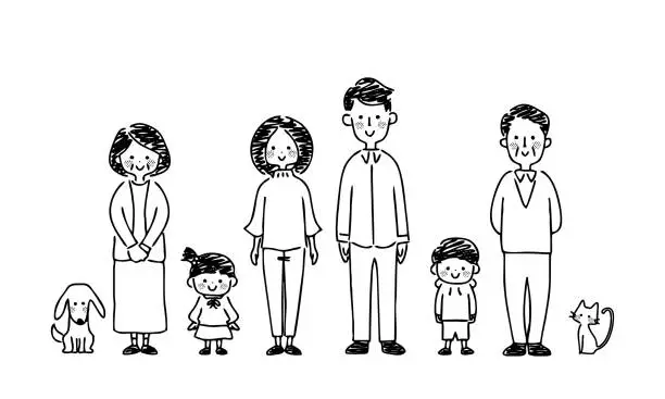 Vector illustration of Vector illustration of a smiling family.