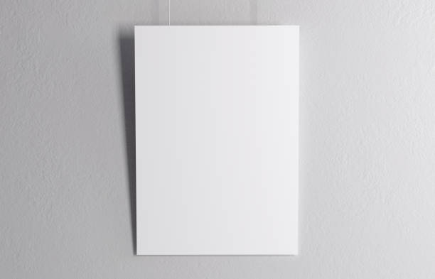 a4 format paper hanging infront of a white wall. choice template - format a4 imagens e fotografias de stock