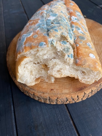 Moldy Bread On Wooden Background