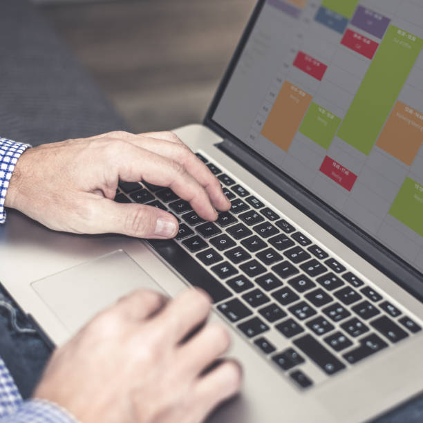 istock Calendar software showing schedule with many task. Businessman time management organization concept 1456541918