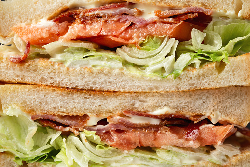 Fresh BLT Sandwich with Bacon Lettuce and Tomato.