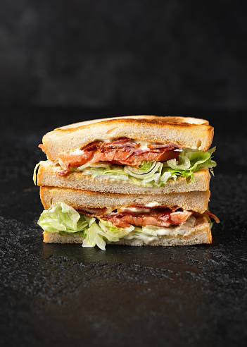 Fresh BLT Sandwich with Bacon Lettuce and Tomato.