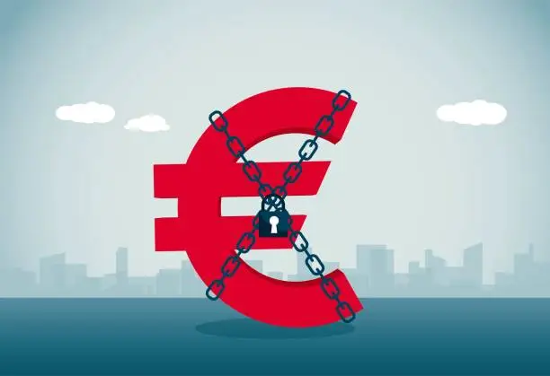 Vector illustration of tethered euro