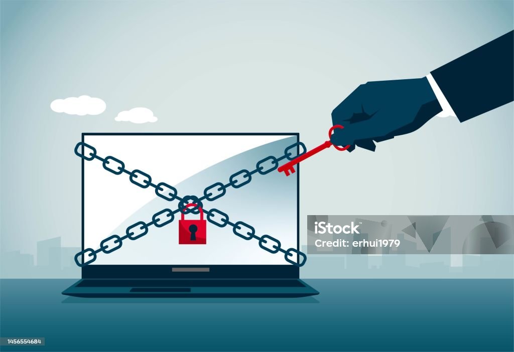 Key Firewall A Chain Symbolizing A Firewall Stock Illustration - Download Image Now ...