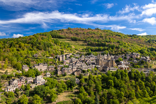 UNESCO village of  Conques-en-Rouergue in Aveyron department, France