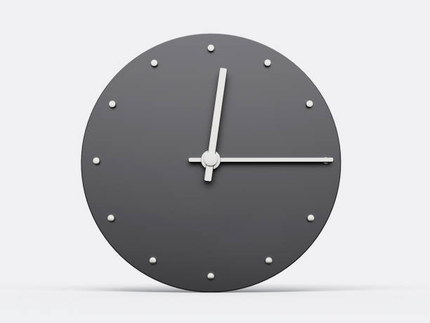 istock Simple clock gray 12:15 Quarter past twelve o clock. Modern Minimal Clock. 3D illustration 1456555800