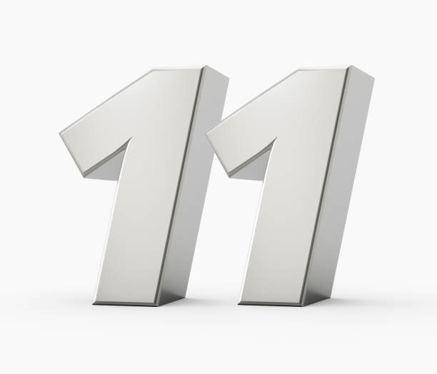 istock Silver 3d numbers 11 Eleven. Isolated white background 3d illustration 1456555859