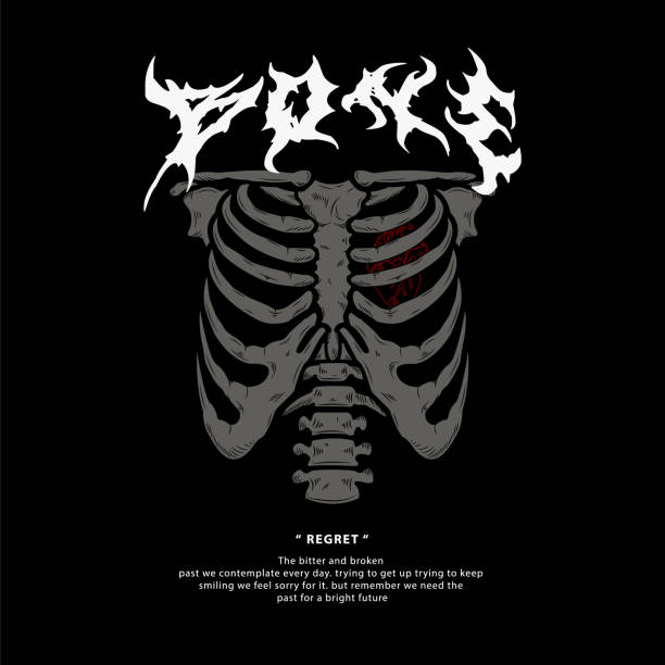 Ribcage and heart art for streetwear design graphic Ribcage and heart art for streetwear design graphic with high quality vector design suitable for your needs especially for clothes or for printing clip art of rib cage stock illustrations
