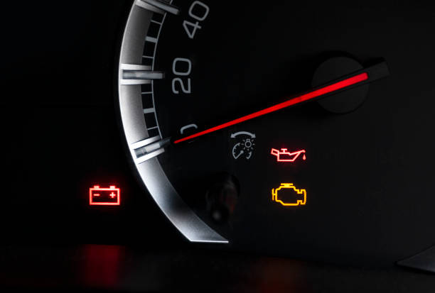 Car dashboard show status light icon Engine ,Engine oil and battery