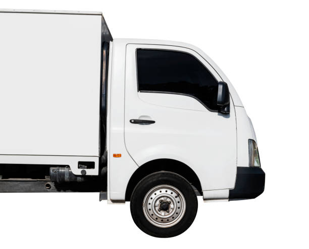 istock White truck isolated on white background with clipping path 1456556473