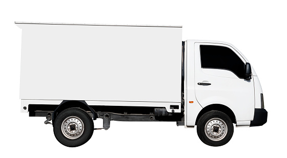 White truck isolated on white background with clipping path