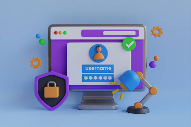 istock Login and password concept 3D illustration. Computer and account login and password form page on screen. Sign in to account, user authorization, login authentication page concept. 1456566770
