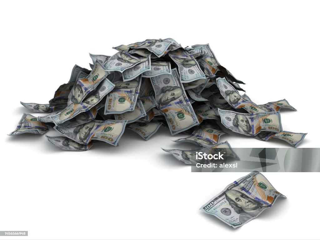 Money heap USA dollar banknotes American One Hundred Dollar Bill Stock Photo