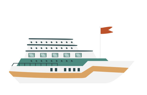 여객선 요트 - silhouette passenger ship nautical vessel mode of transport stock illustrations