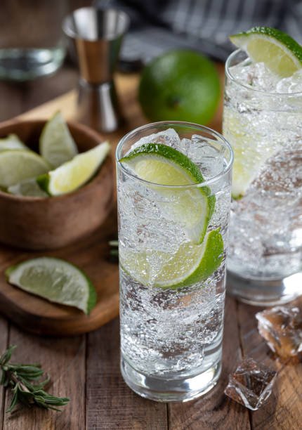 istock Gin and tonic cocktail with lime and ice 1456570813