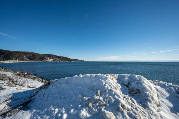 View of the St. Lawrence River in winter on the North Shore