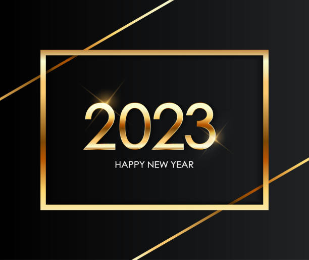 istock 2023 Happy New Year number text effect background Design. Greeting Card, Banner, Poster.  Luxury vector Illustration. 1456573696