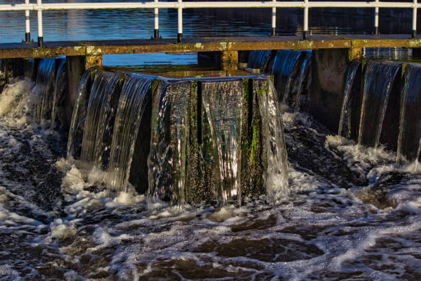 istock Human made weir on Aire and Calder navigation, Whitley, North Yorkshire, England, Britain 1456574602
