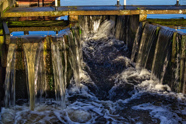 istock Human made weir on Aire and Calder navigation, Whitley, North Yorkshire, England, Britain 1456574608